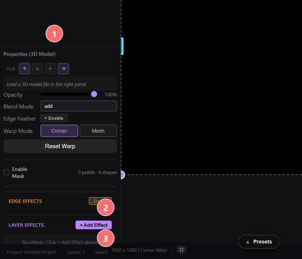 Layer properties panel showing Edge Effects and Layer Effects sections