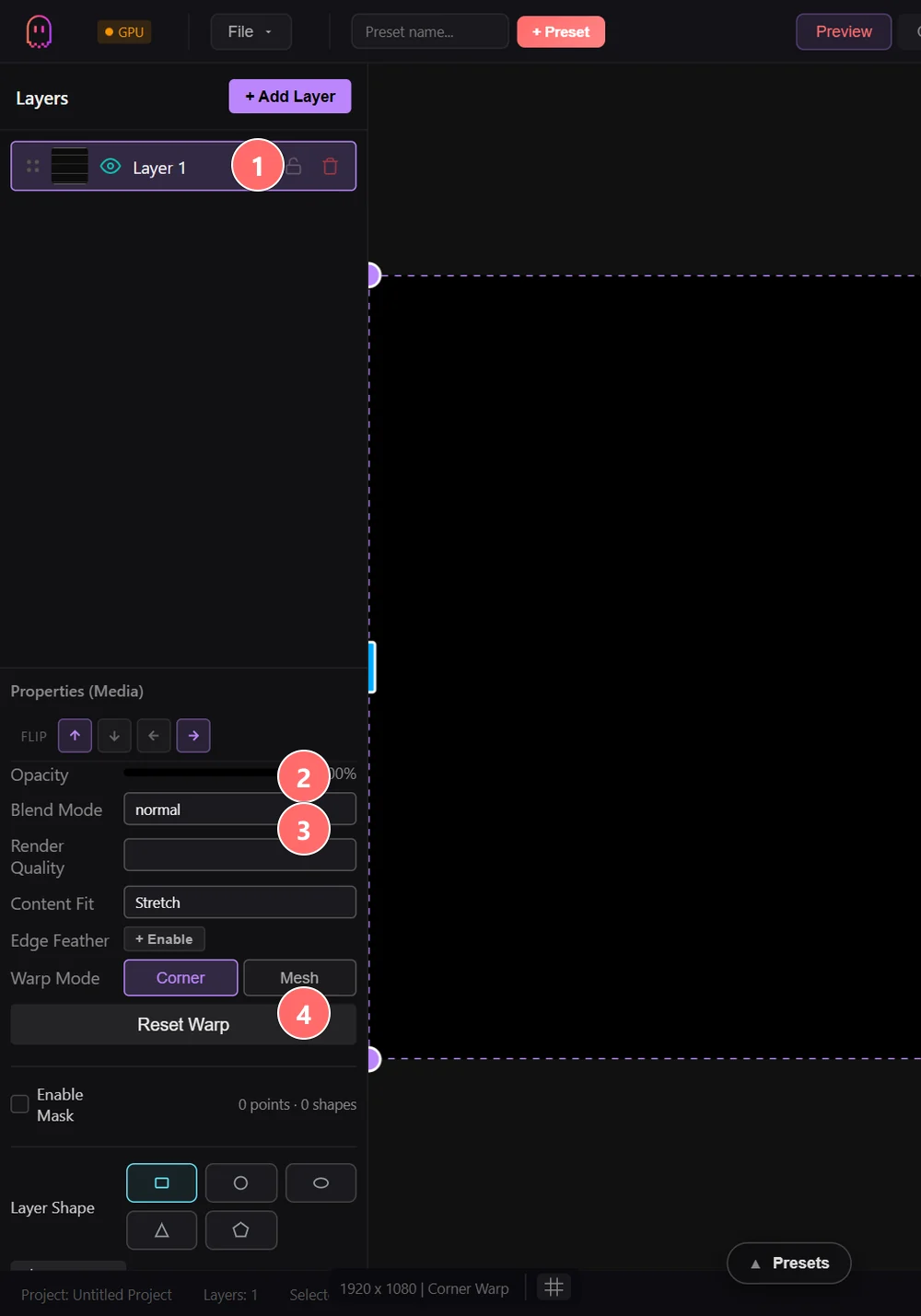Layer properties panel