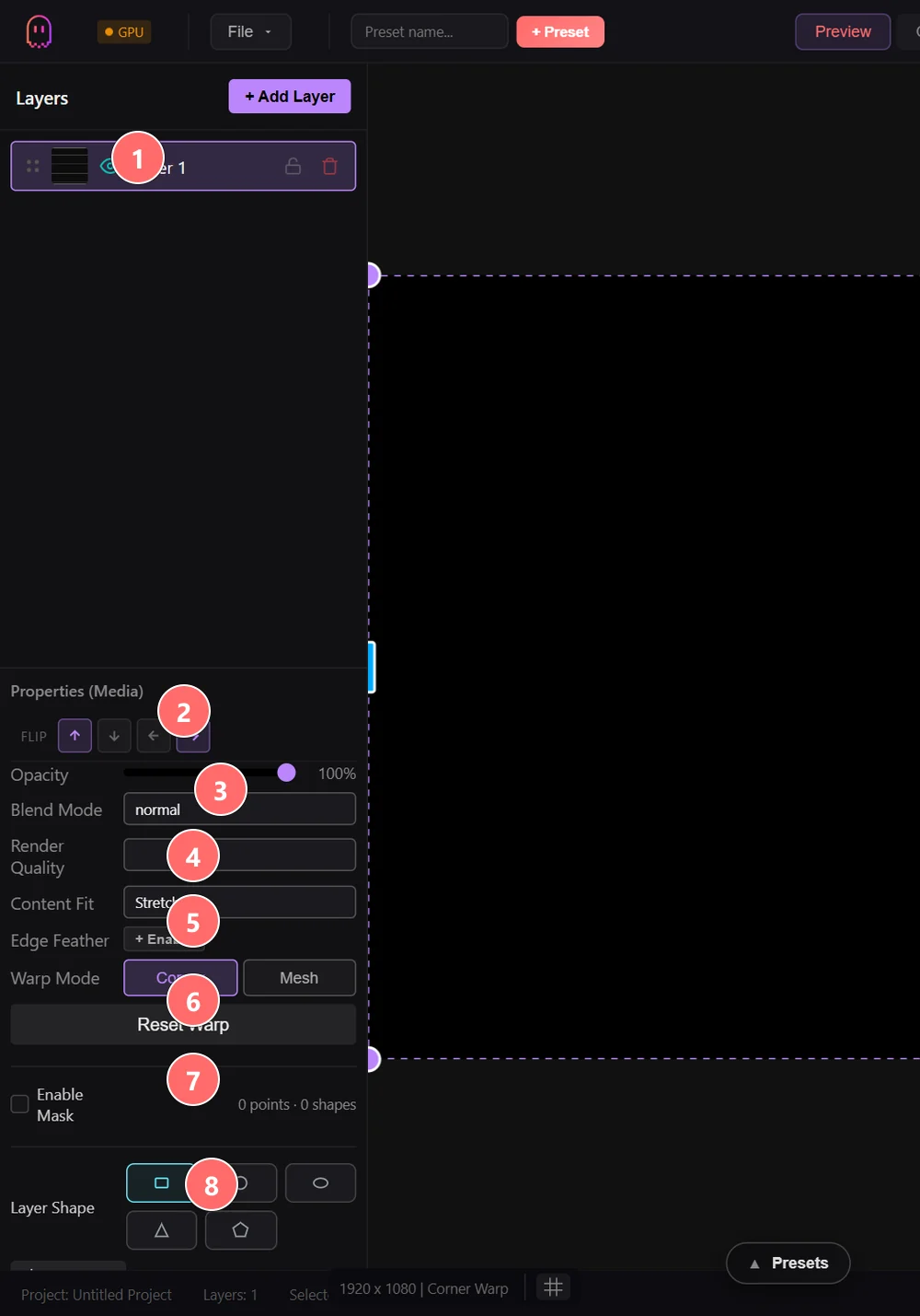 Layer Properties panel — shared controls across all layer types